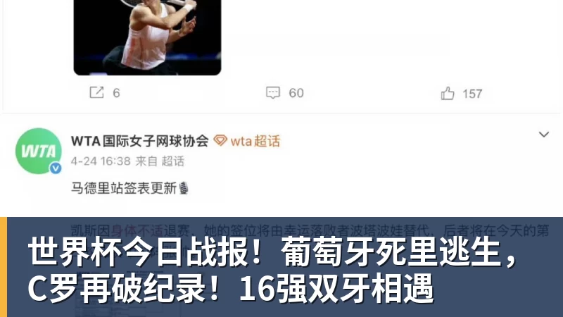 九游体育世界杯今日战报！葡萄牙死里逃生，C罗再破纪录！16强双牙相遇